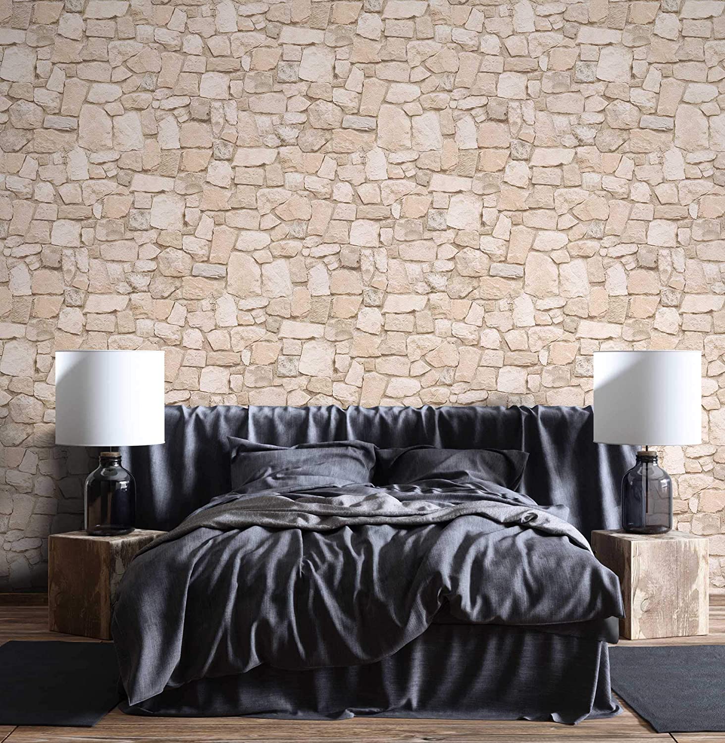 Newroom Design Newroom Stone Wallpaper Beige Wall Stone Modern Paper Wallpaper Brown Paper Modern Design 3D Look Stone Wallpaper Brick Brick Brick Masonry Clinker Loft Includes Wallpaper Guide