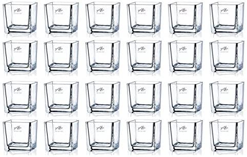 Set of 30 Glass Tea Light Tealight Holder Cube cm H 8 cm 8x8 cm Glass Square Sandra Rich