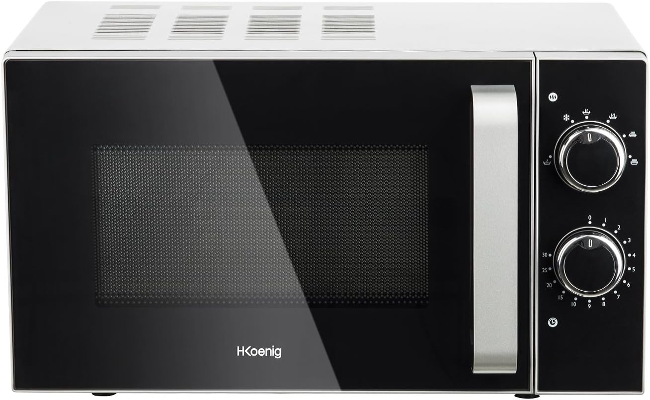 H.Koenig Compact Microwave Design 20 L VIO4, Powerful 700 W, Turntable 24.5 cm, Multifunction 5 Heat Settings and Defrost Function, Timer up to 30 Minutes, Quick, Worktop