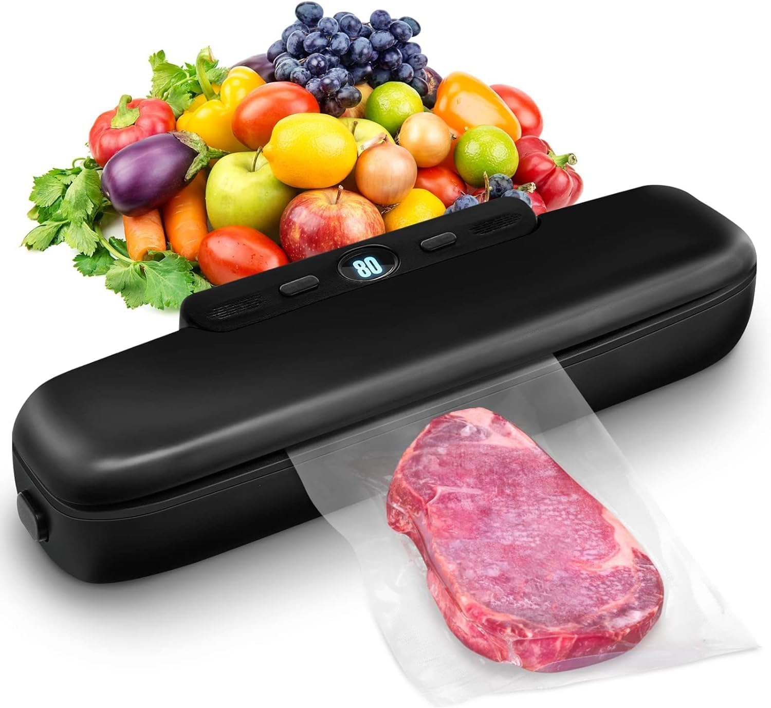 Vacuum Sealer, Automatic Food Vacuum Sealer Machine One-Touch Vacuum Sealing for Dry & Moist Food Preservation, Compact Vacuum Packer Machine with 10Pcs Vacuum Sealer Bags