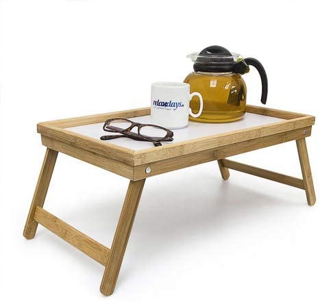 Relaxdays Bamboo Bed Tray with Legs Foldable 50 x 30 cm
