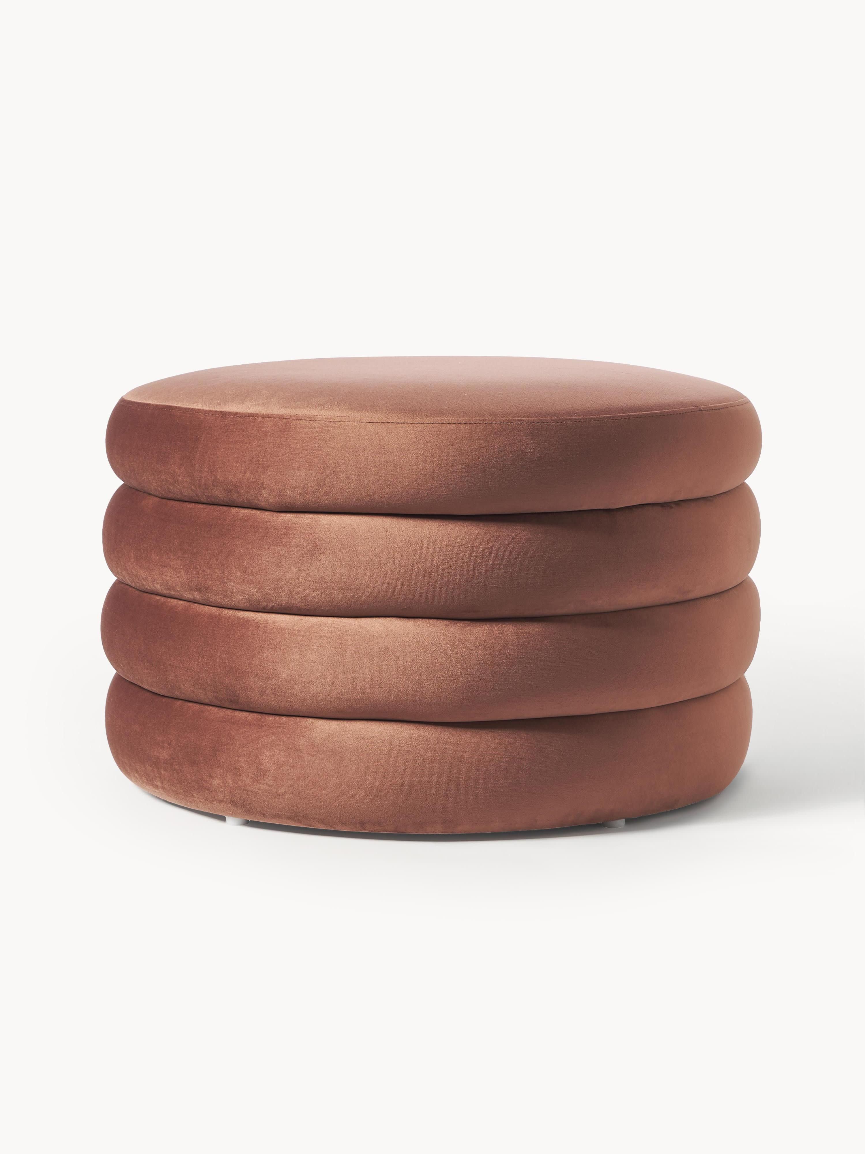 Westwing Collection XL velvet upholstered stool Alto with storage space
