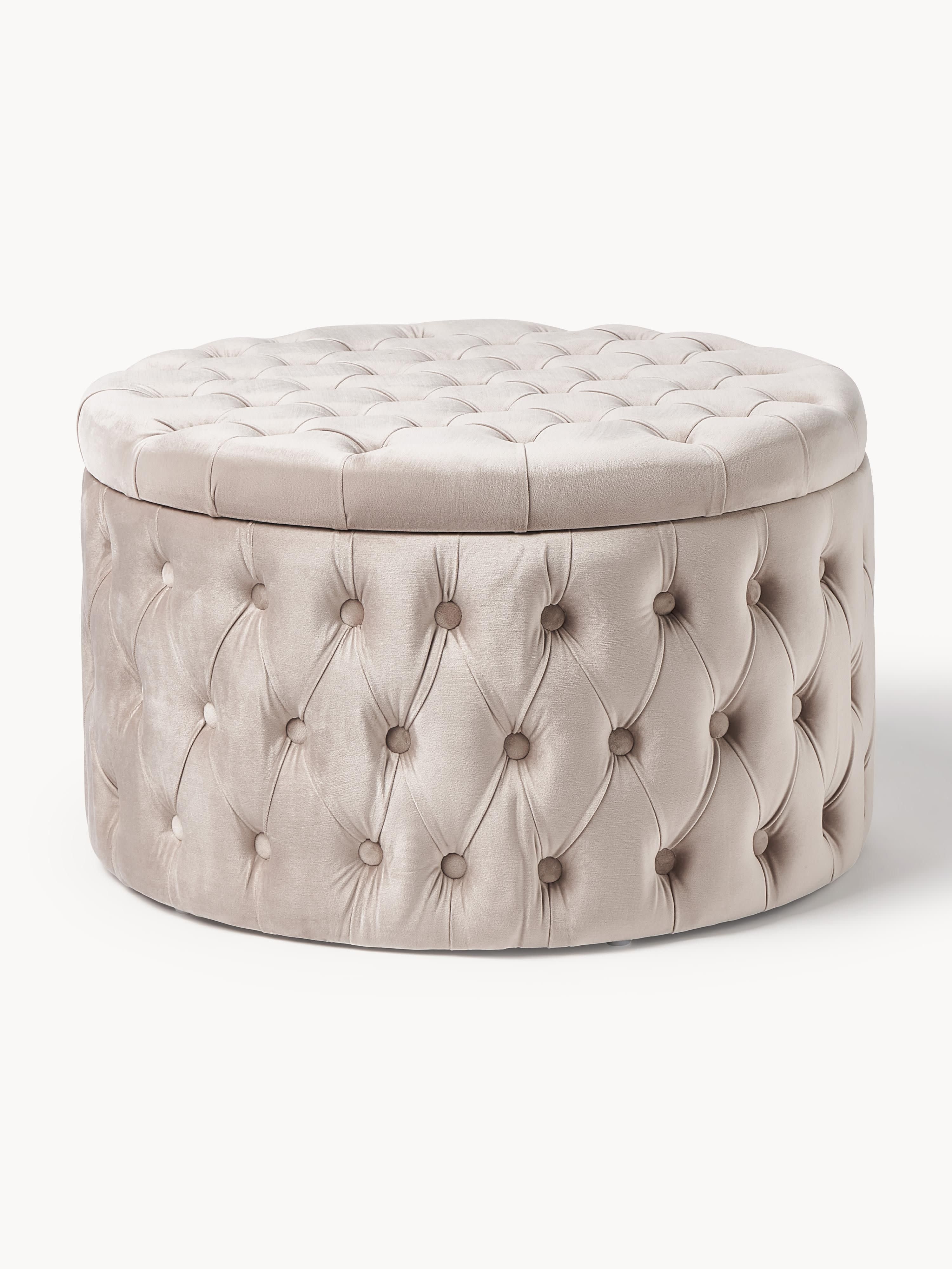 Westwing Collection XL velvet upholstered stool Chiara with storage space