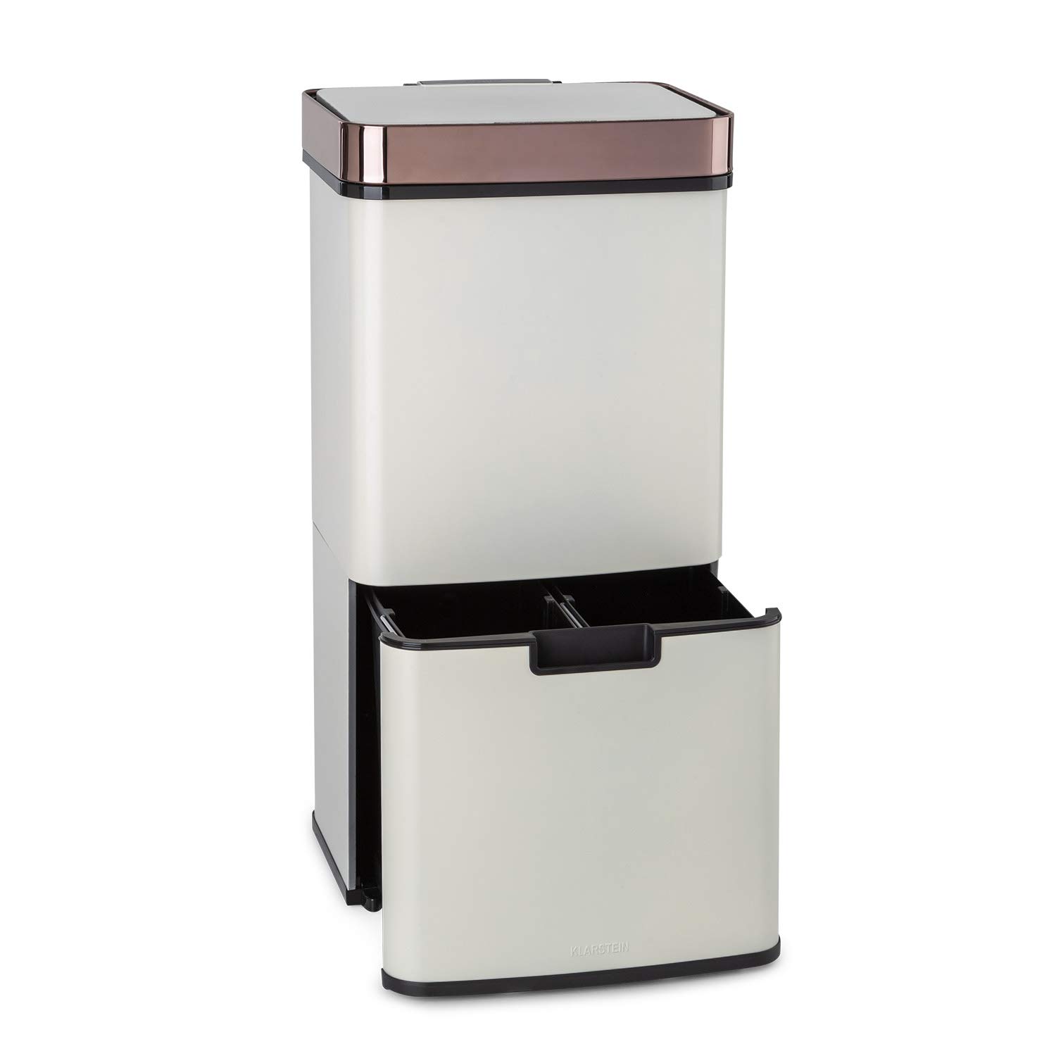Klarstein Store Klarstein Royal Trash Sensor Bin, 72 L Volume in 4 Containers, Residual Waste & Recycling Waste: 43 & 2 x 12.5 L, Organic Bucket with Lid: 4 L, Automatic Open and Close, Silver