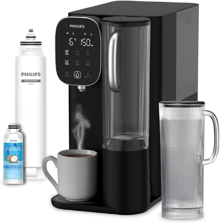 Philips Water Reverse Osmosis Water Station ADD6912BK/10: Eliminates up to 110 Substances, Instant Heating and Cooling, 1 Year Filter Life