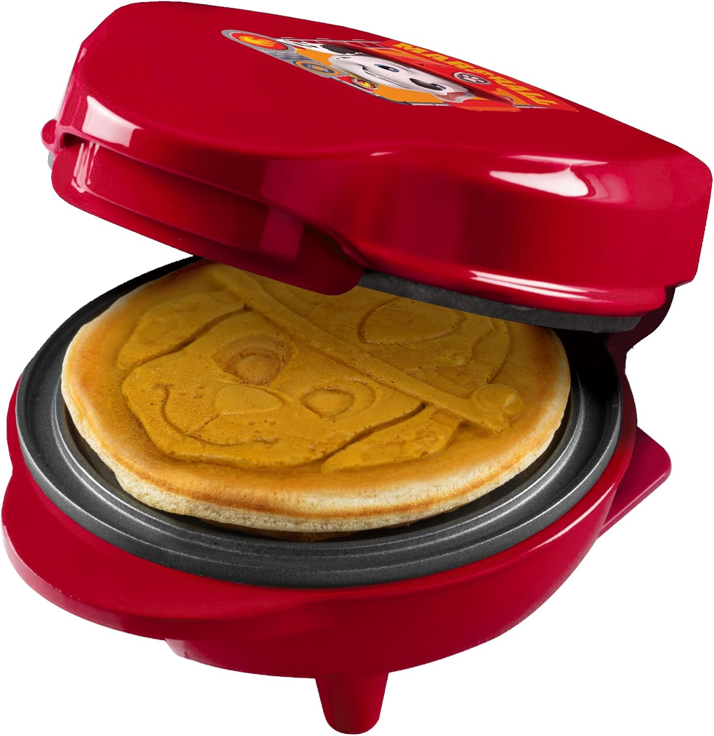Bestron Paw Patrol Mini Waffle Iron with Special Plate \"Marshall\", Waffle Size: Diameter 10 cm, Ideal Size for Children, Birthdays or as a Gift, Official Licensed Product, Colour: Red