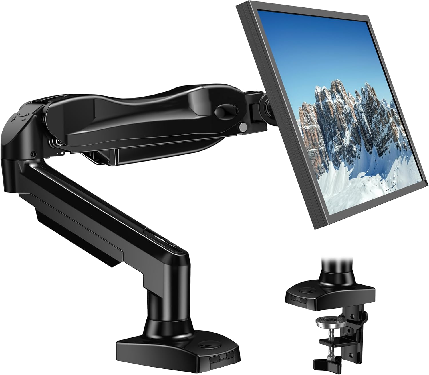 HUANUO Store HUANUO 17-30 inch monitor mount gas spring arm 360° rotatable for LED LCD screen, 2 mounting options, VESA 75/100