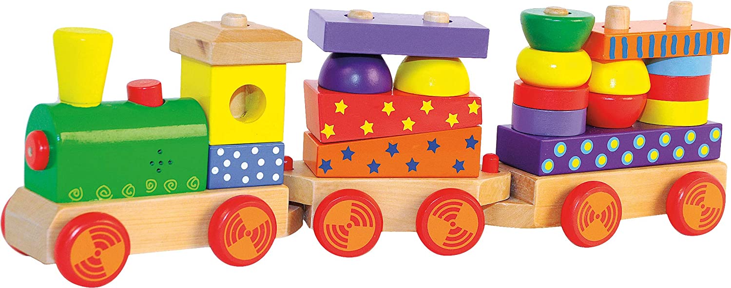 Hape International Train with Light and Sound HOLZ STECKSPIEL Wooden Train Set Building Blocks