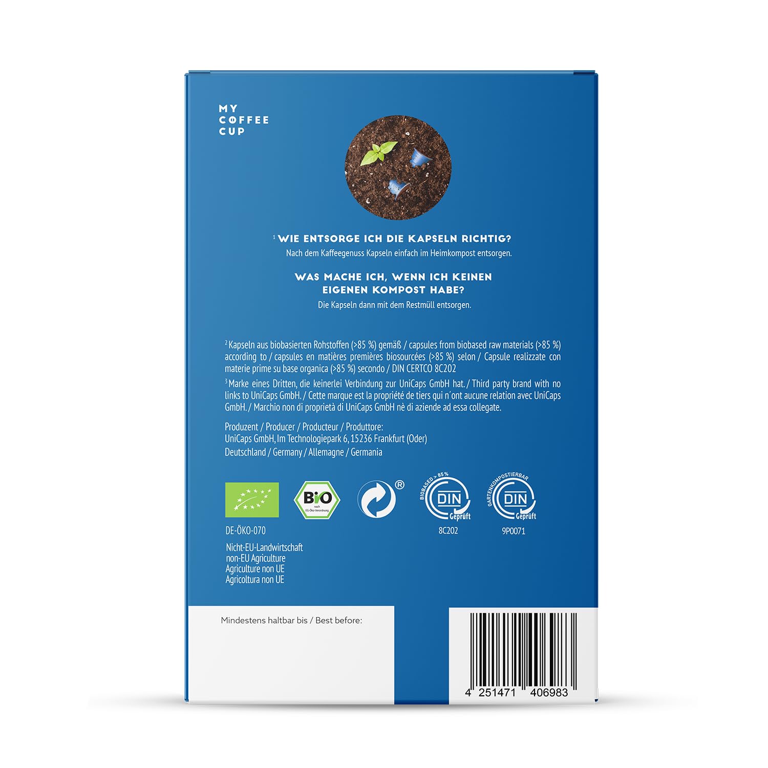 My Coffee Cup - Mega Box Lungo Cafè Cream - Organic Coffee I 100 Coffee Capsules for Nespresso®³ Capsule Machines I 100% Home and Garden Compostable I Sustainable - 0% Aluminum