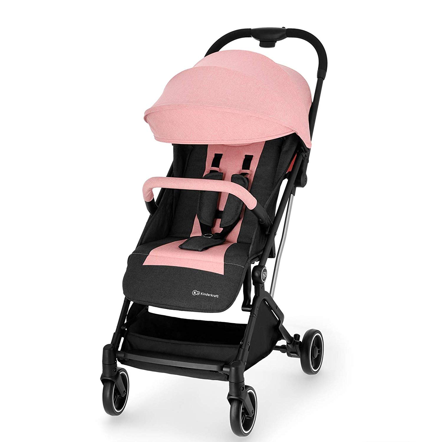 Kinderkraft Indy Pushchair, Reclining Buggy, Sports Pushchair, Lightweight Only 6 kg and Manoeuvrable, Rotating Front Wheels, Adjustable Handle, Stepless Backrest Adjustment, Quick Folding, Pink