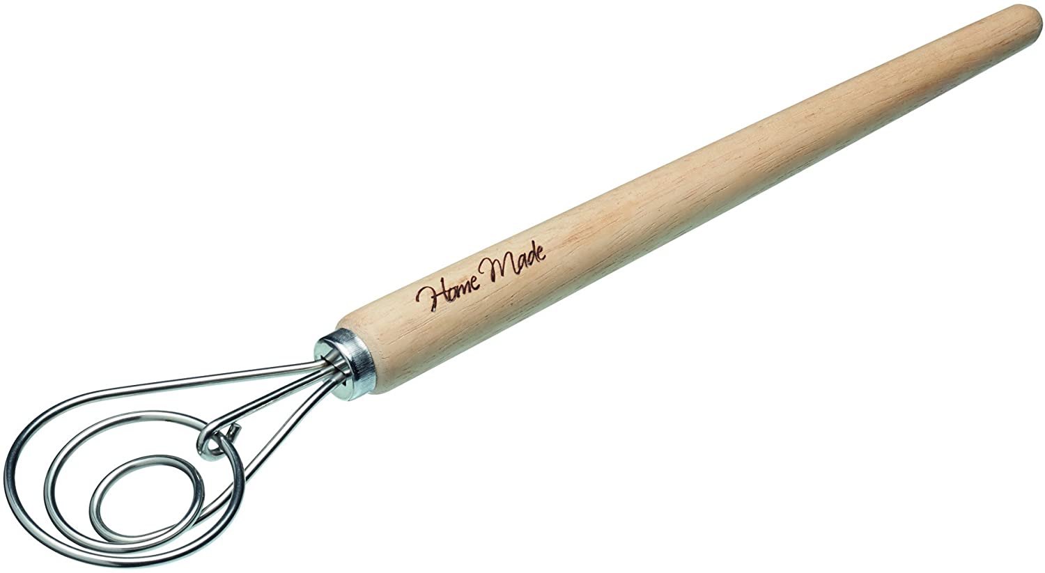 Kitchen Craft 34 cm Home Made Stainless Steel Dough Whisk, Brown