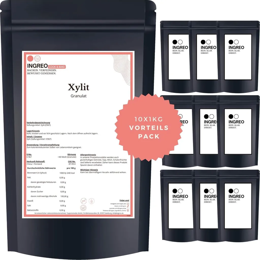 INGREO Cook & Bake Xylit  Granulat (<40 Mesh) – 10kg (10X1kg)