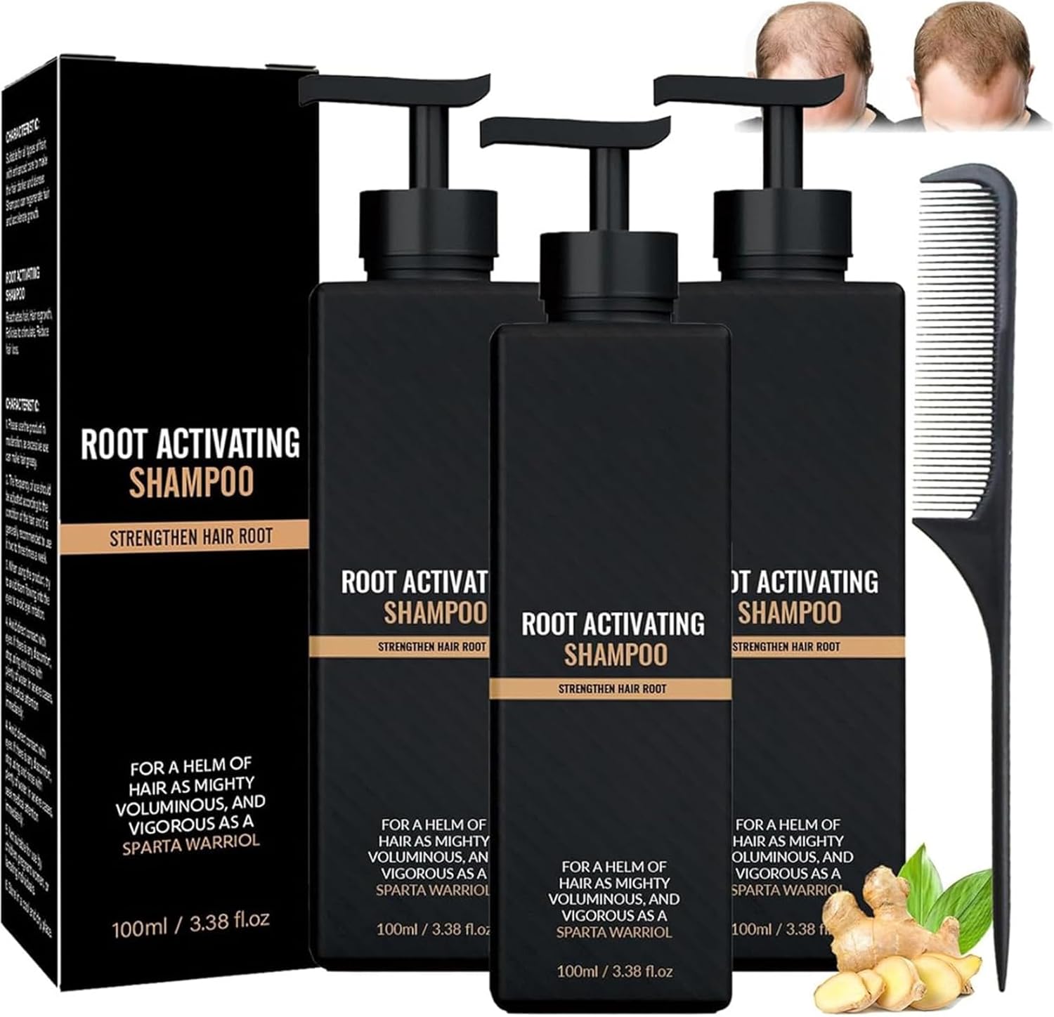ERISAMO Spartan Root Activator Shampo, 2025 Spartan Hair Loss Shampoo, Spartan Shampoo Root Activator, Mane Root Activator Shampoo for Men, Promotes Hair Growth (3 Pieces)