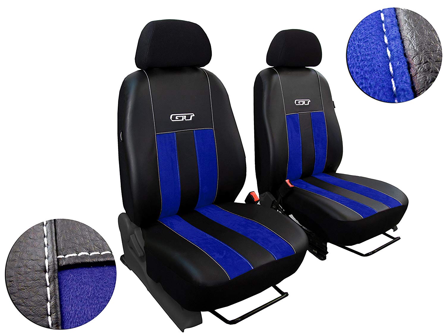Pokter Front Seat Covers Custom Seat Pads/Covers for Ford Transit Custom Alcantara with Ecoleder.. Includes 3 Colours Other Offers. (Blue)