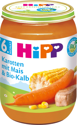 HiPP Menu Carrots with corn & organic veal from the 6th month, 190 g