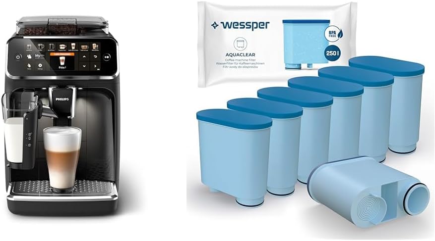 Philips Domestic Appliances Philips EP5441/50 Series 5400 Fully Automatic Coffee Machine, Lattego Milk System & Wansper Water Filter Cartridges Aquaclean, Filter Cartridge for Fully Automatic Coffee Machine With Activated Carbon