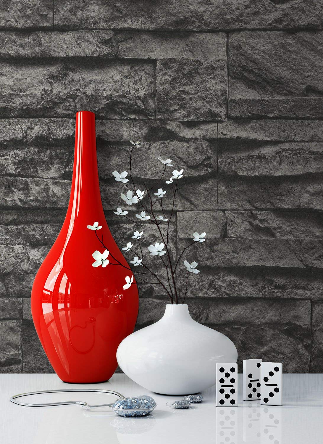 Newroom Design Stone Wallpaper Non-Woven Luxury Wallpaper In Black/Stone Wall 3D Design Mo