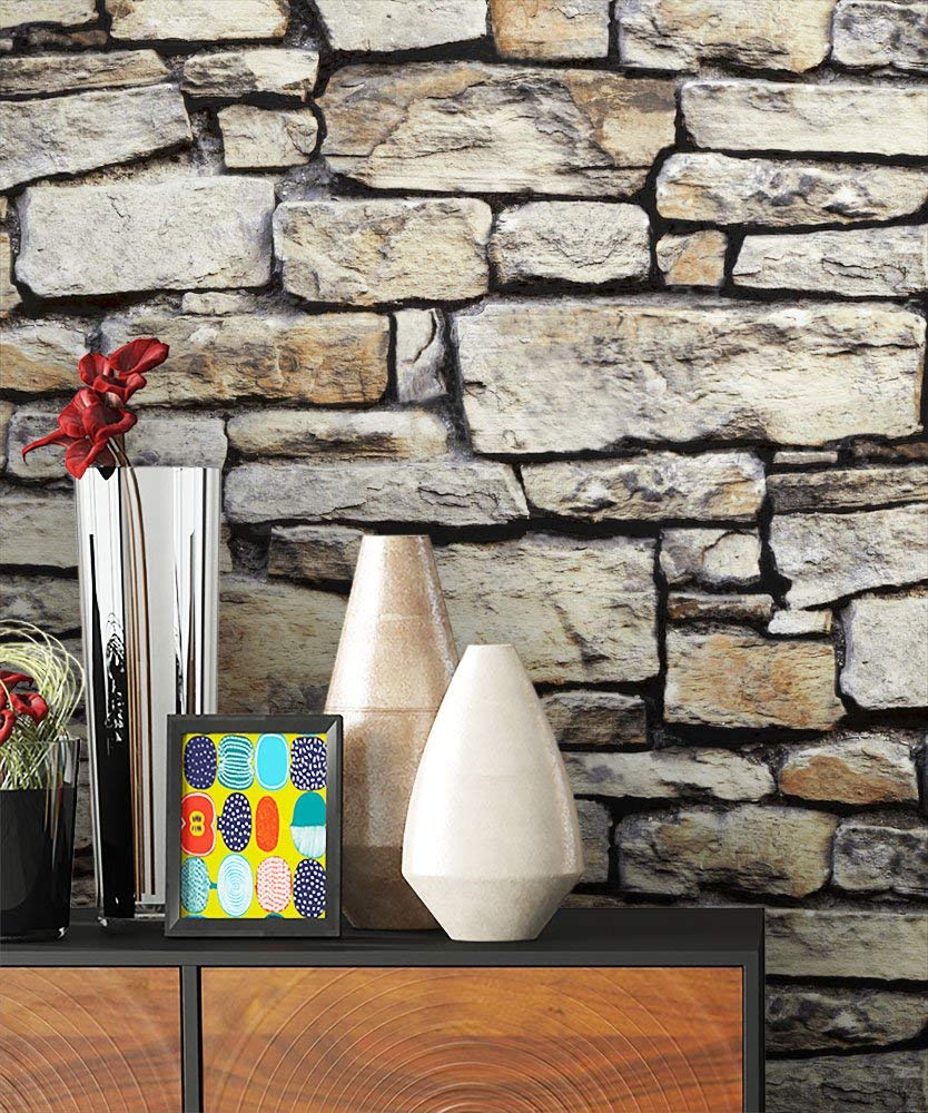 Newroom Design Newroom Wallpaper Non-Woven Wallpaper Grey Stone Brown Natural Stone Fun Mo