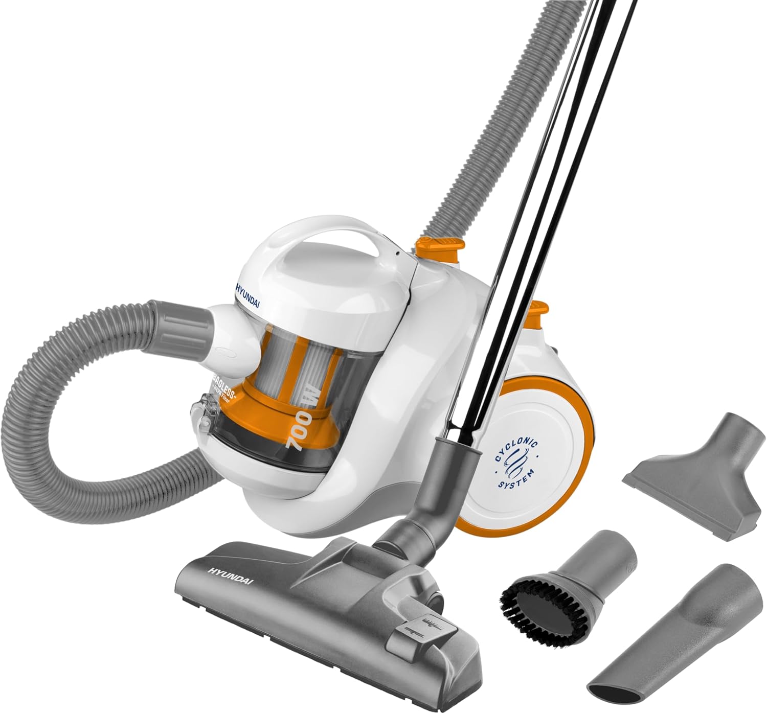 Hyundai Power Products Store Hyundai Bagless Vacuum Cleaner VC009 I 700 W I HEPA Filter I Eco Motor I 1.5 L Volume I Cyclone Suction System I 8 m Operating Radius I Rich Accessories HYUVC009