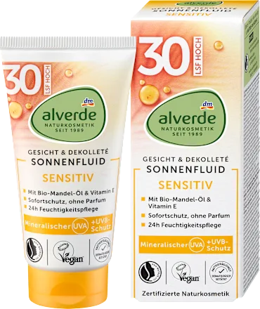 alverde NATURKOSMETIK Sensitive facial sunscreen fluid, SPF 30, 50 ml