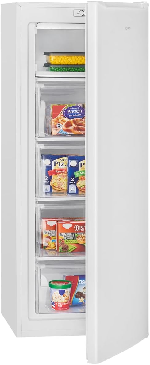 Bomann Freezer 143 cm, 4 Star Freezer, Temperature Range: ≤ -18°C, Freezer Quiet 40 dB, Interchangeable Door Hinge, Large Freezer, 168 L Freezer, GS 7364 White
