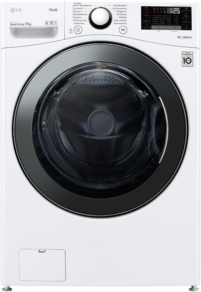 LG F11WM17TS2 Front-Loading Washing Machine 17 kg Class E 1100 rpm 70 x 77 x 99 cm Turbowash 59 Minutes 6 Motion DirectDrive Wi-Fi White with Chrome Porthole Ring