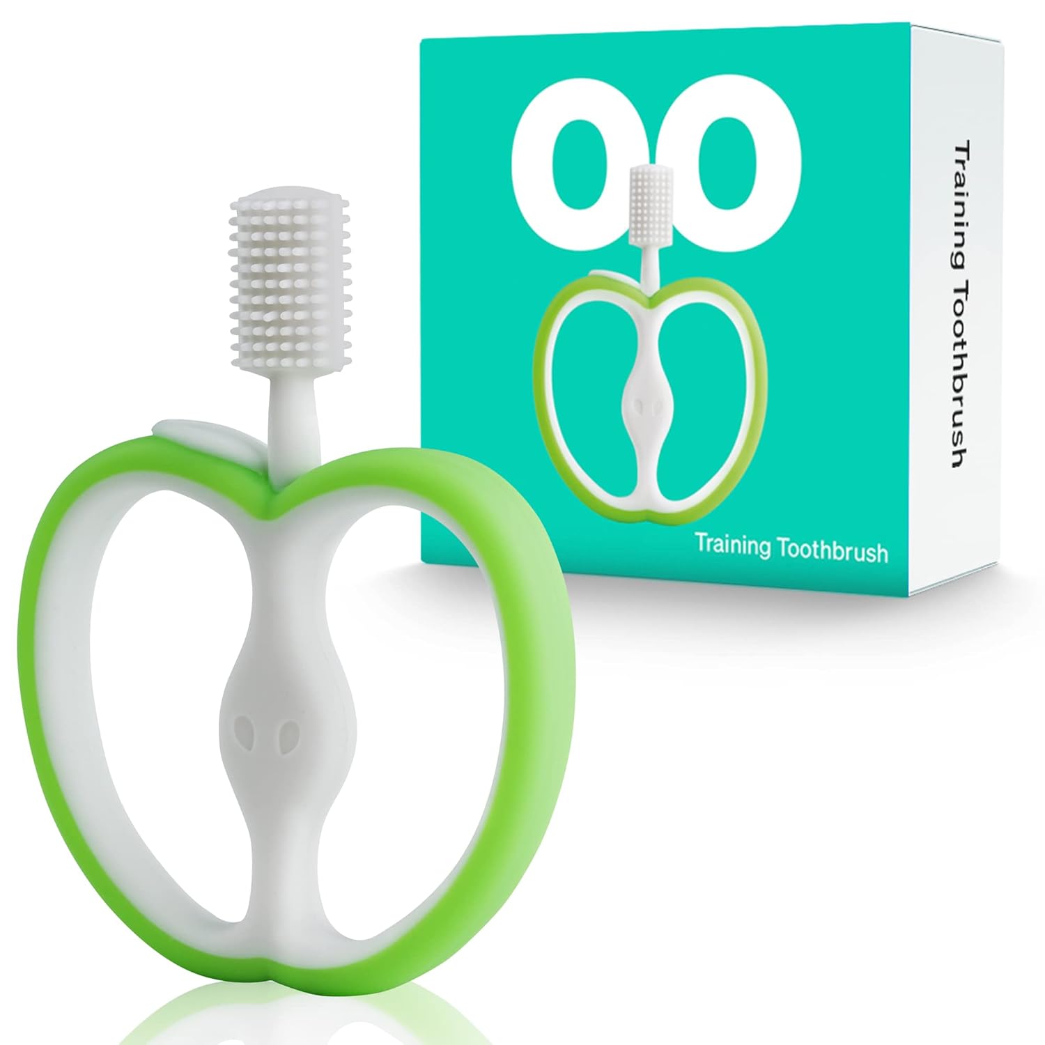 LoveNoobs Baby Teething Ring BPA/BPS Free Easy to Clean Teething Aid Grip Silicone Toothbrush Teething Toy Unisex Teether, Green