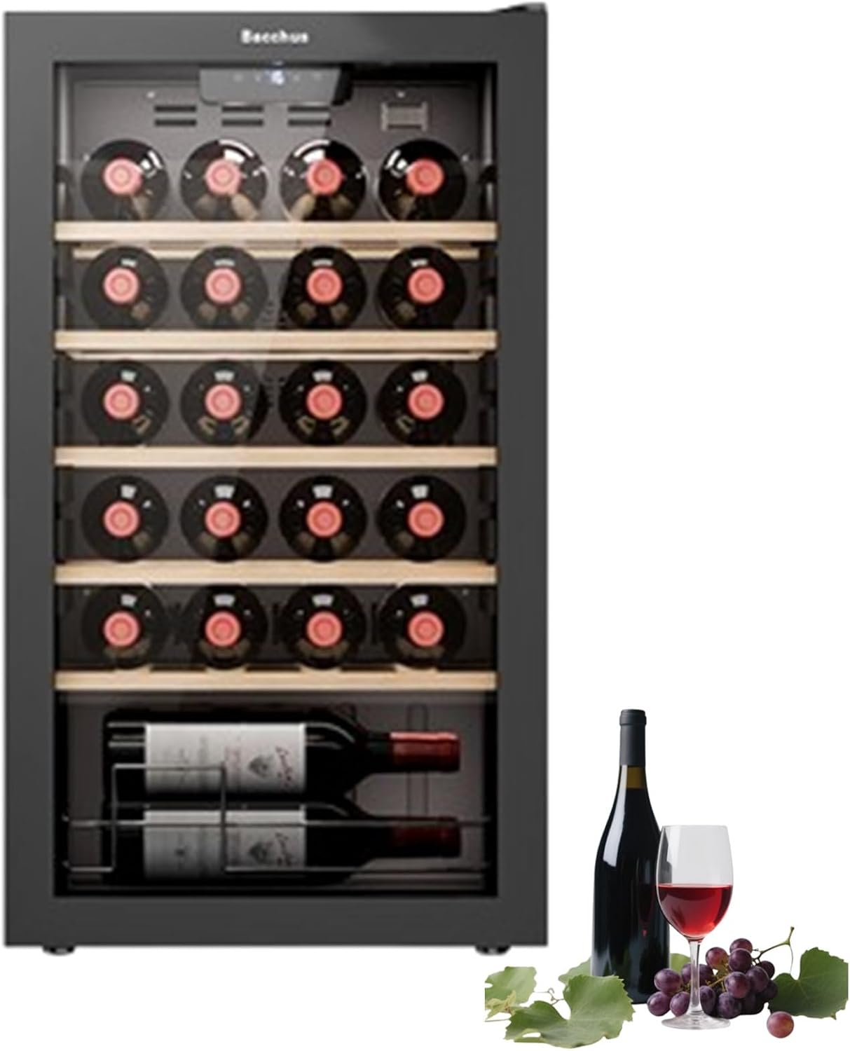 Kindevieft Wine Cellar, Wine Cooler with Stable Performance, Canned Beer, Sake Storage, Touch Sensor Button, Temperature Setting 11-18°C, Semiconductor Chip Cooling 24Bottle