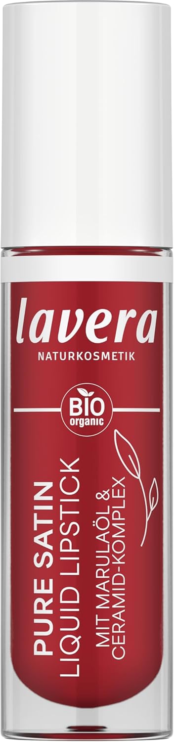 lavera Pure Satin Liquid Lipstick Poppy Red 01 Intense Color Result Nourishing Formula Soft Shiny Finish Natural Cosmetics Pack of 1