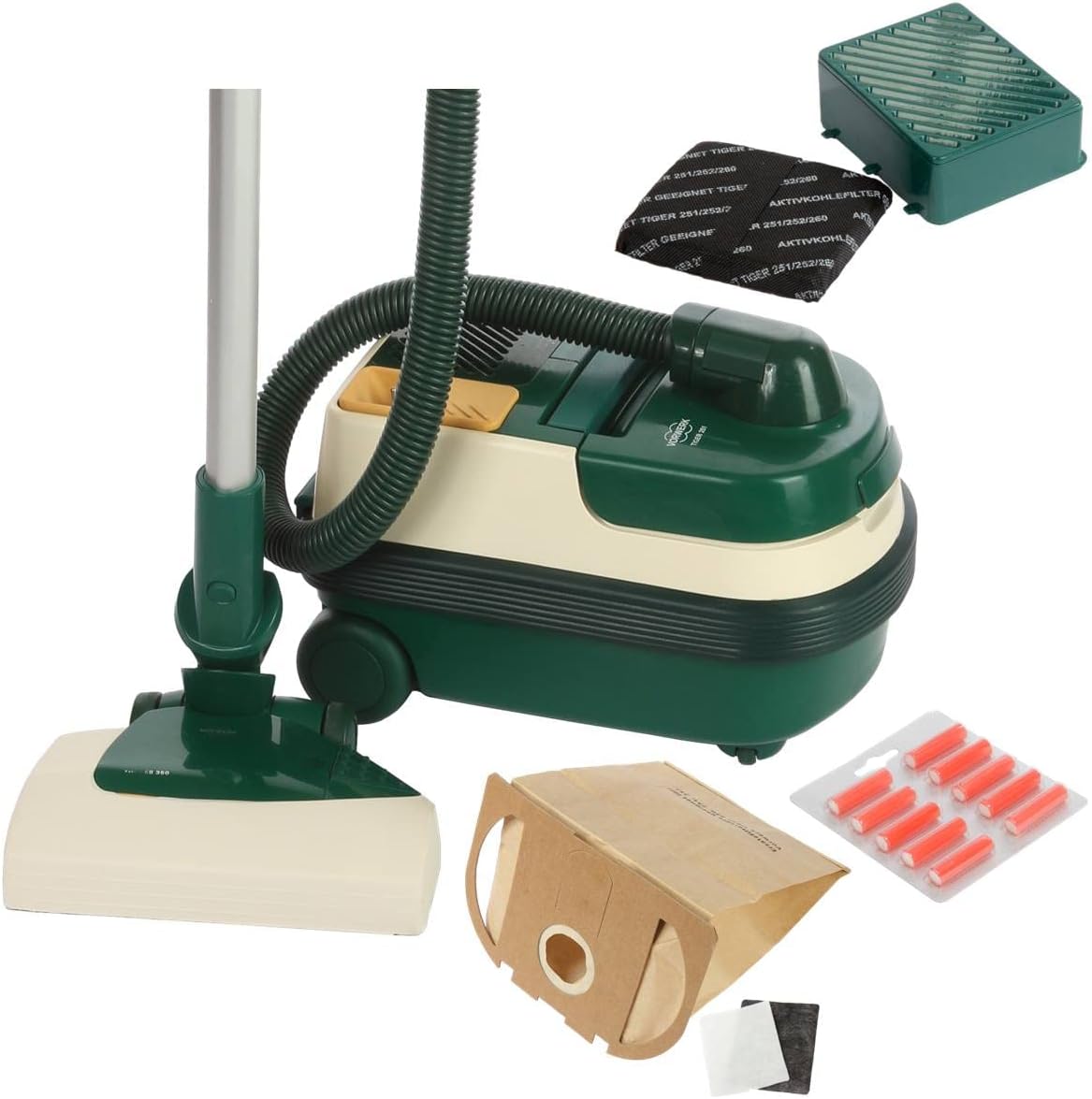 Vorwerk Tiger 251/EB 351/New Motor 1100 W, 12 Months Warranty, HEPA Filter Vacuum Bags + Scent