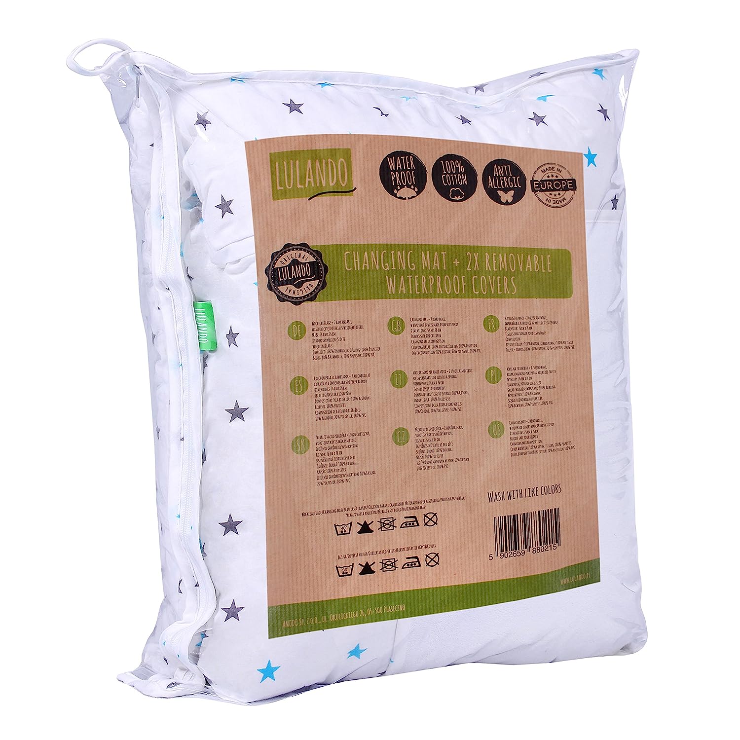Lulando Changing Mat with 2 Removable Waterproof Covers - Outer Material 100% Cotton - Suitable for the IKEA Malm or Hemnes Units