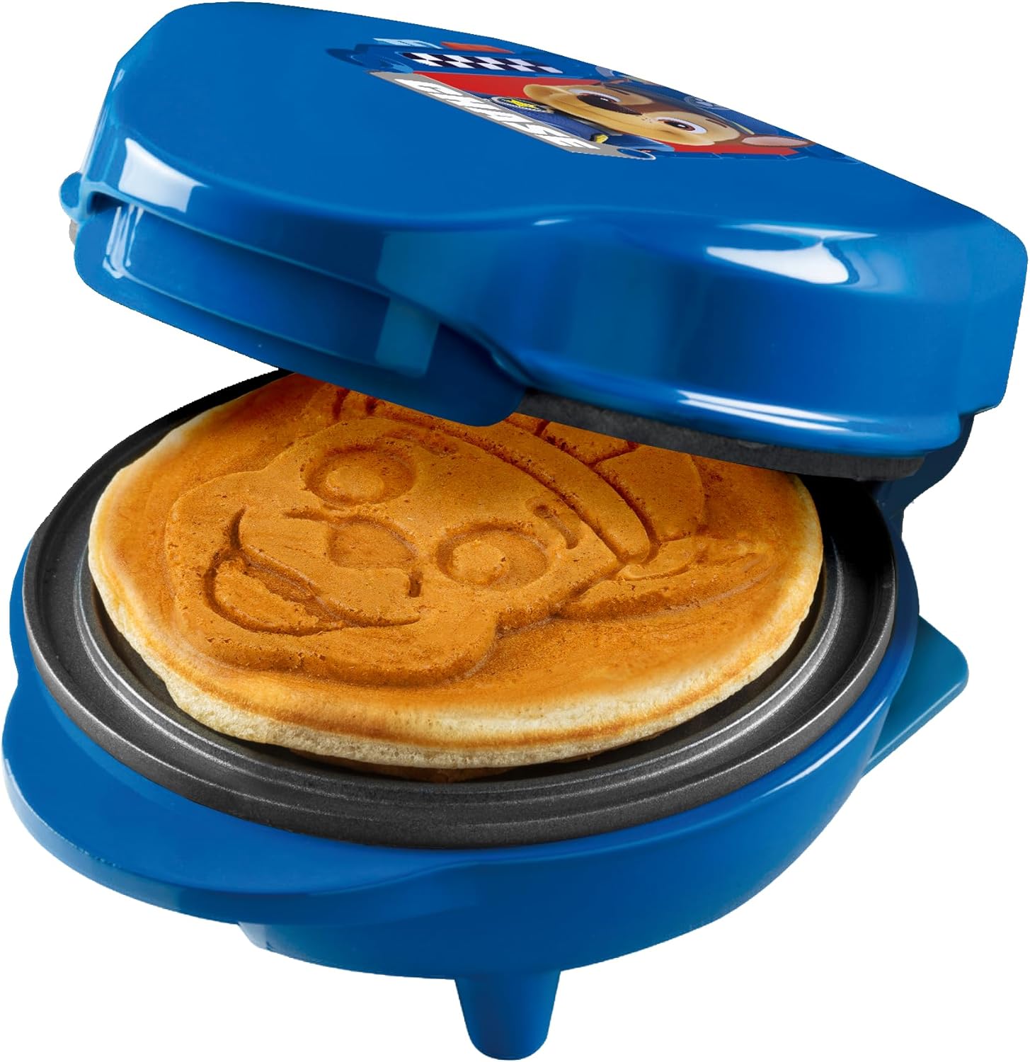 Bestron Paw Patrol Mini Waffle Iron with Special Plate \"Chase\", Waffle Size: Diameter 10 cm, Ideal Size for Children, Birthdays or as a Gift, Official Licensed Product, Colour: Blue