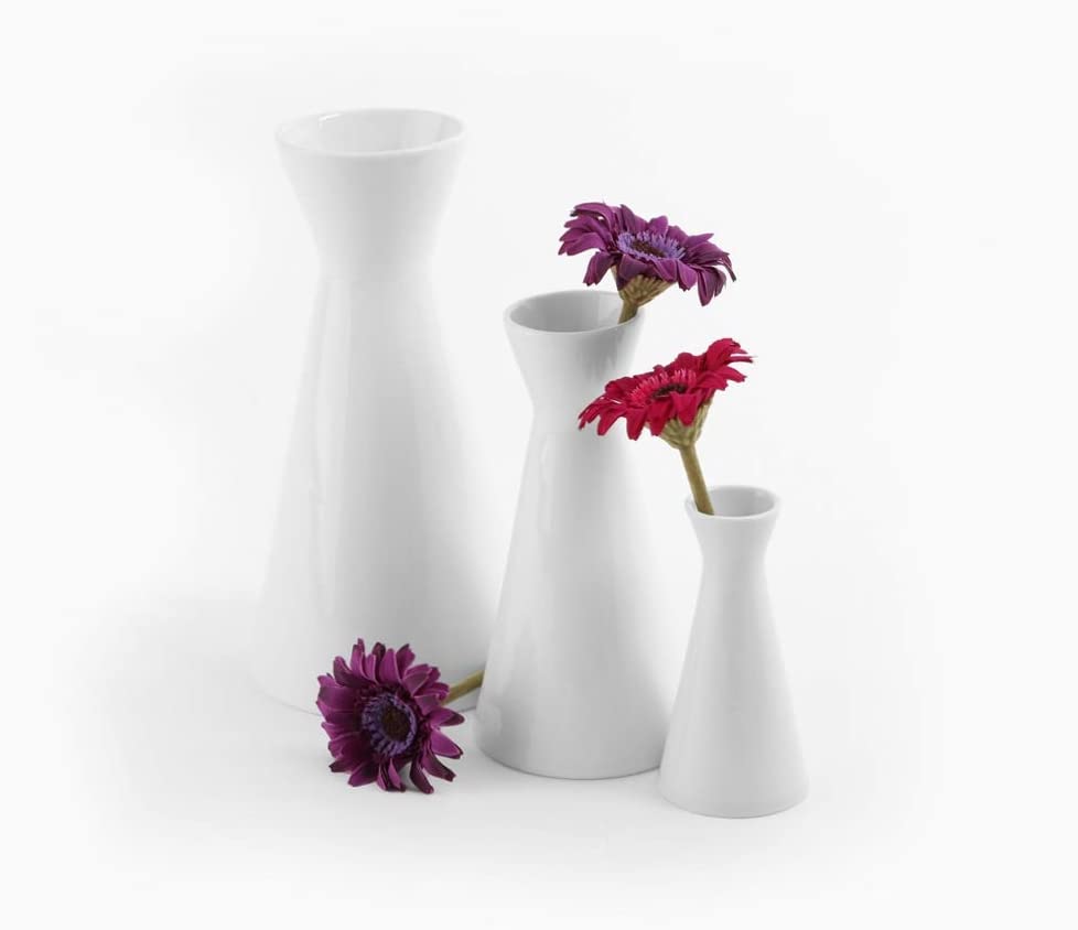 Holst Porzellan VX 1224 FA1 Flower Vase Set \"X\" 3-Piece White 9.5 x 9.5 x 18.5 cm