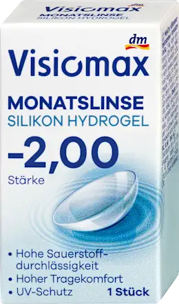 Visiomax Silicone hydrogel monthly contact lens, diopter -2.00, 1 pc