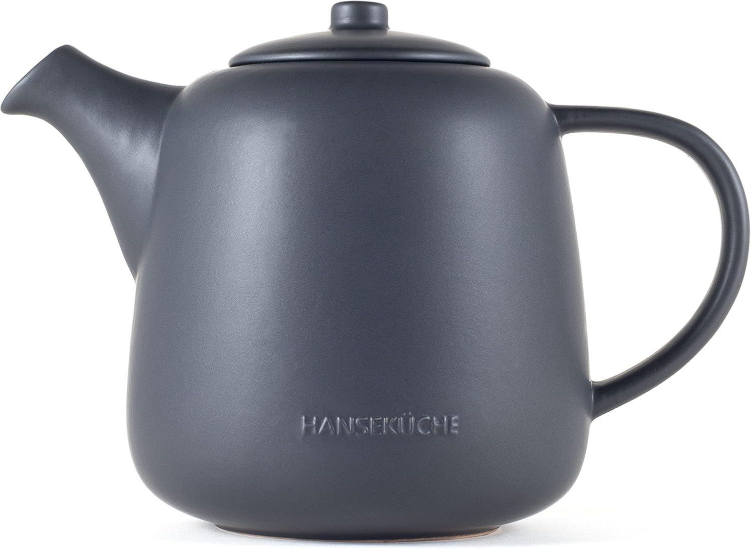 Teapot - High Quality Teapot with 304 Stainless Steel Strainer Insert - For Tea and Tea Bags, Black, Glaze, Strainer, Removable, Rustproof (Ceramic, 1.3 L)