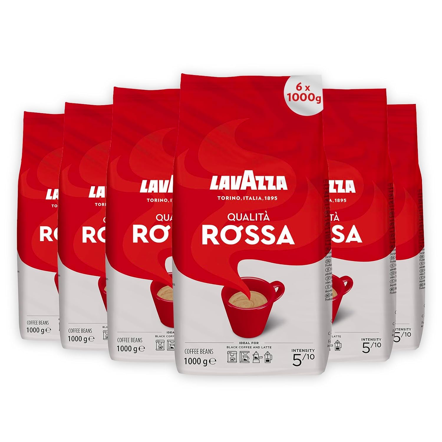 Lavazza Store Lavazza Qualita Rossa Coffee Bean, 1 Kg, Pack of 6)