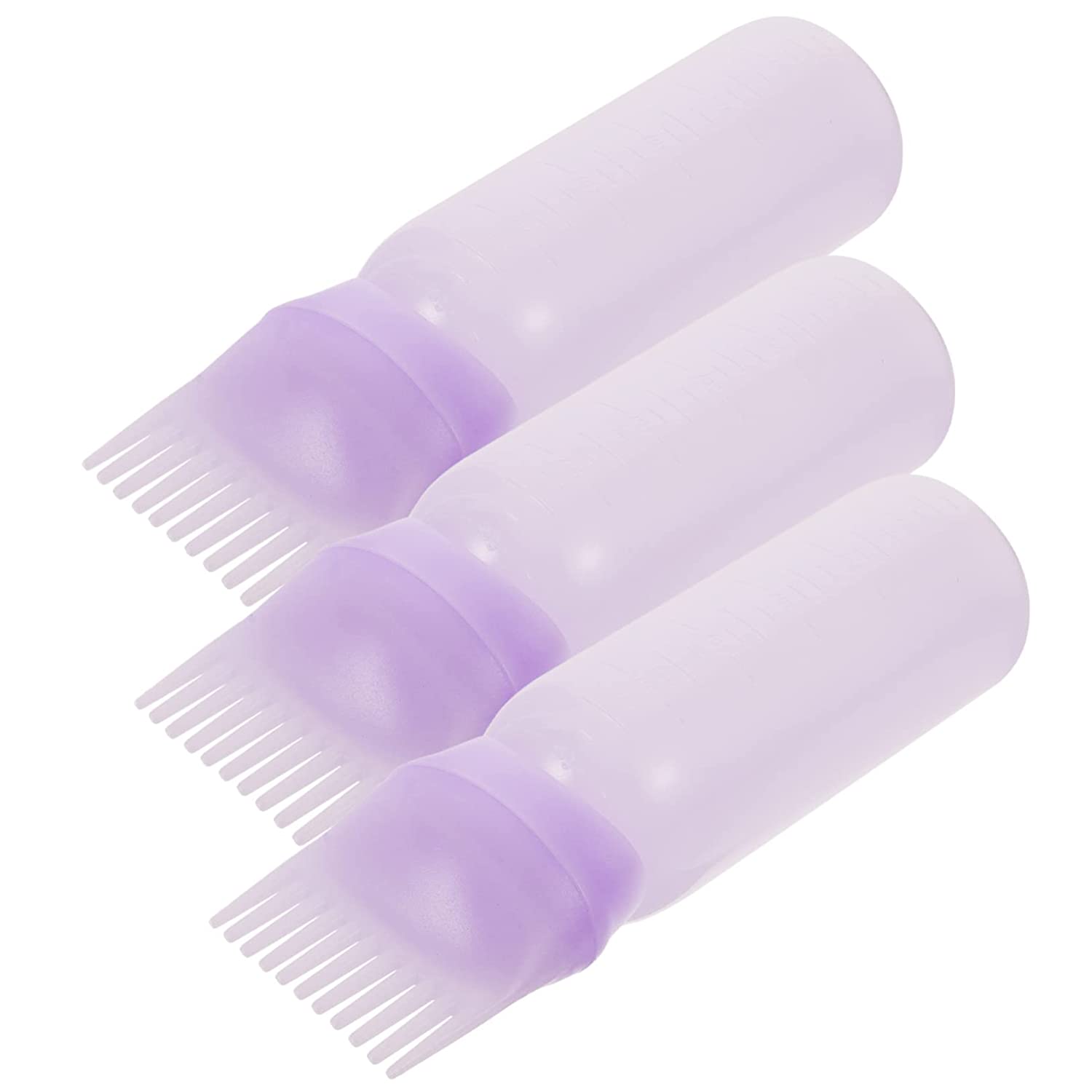 Lurrose 3 Pieces Medicine Bottle Hair Bottle Applicator Root Applicator Bottle for Hair Comb Bottle with Scale Hair Comb Plastic Hair Colour Root Comb Applicator Bottles