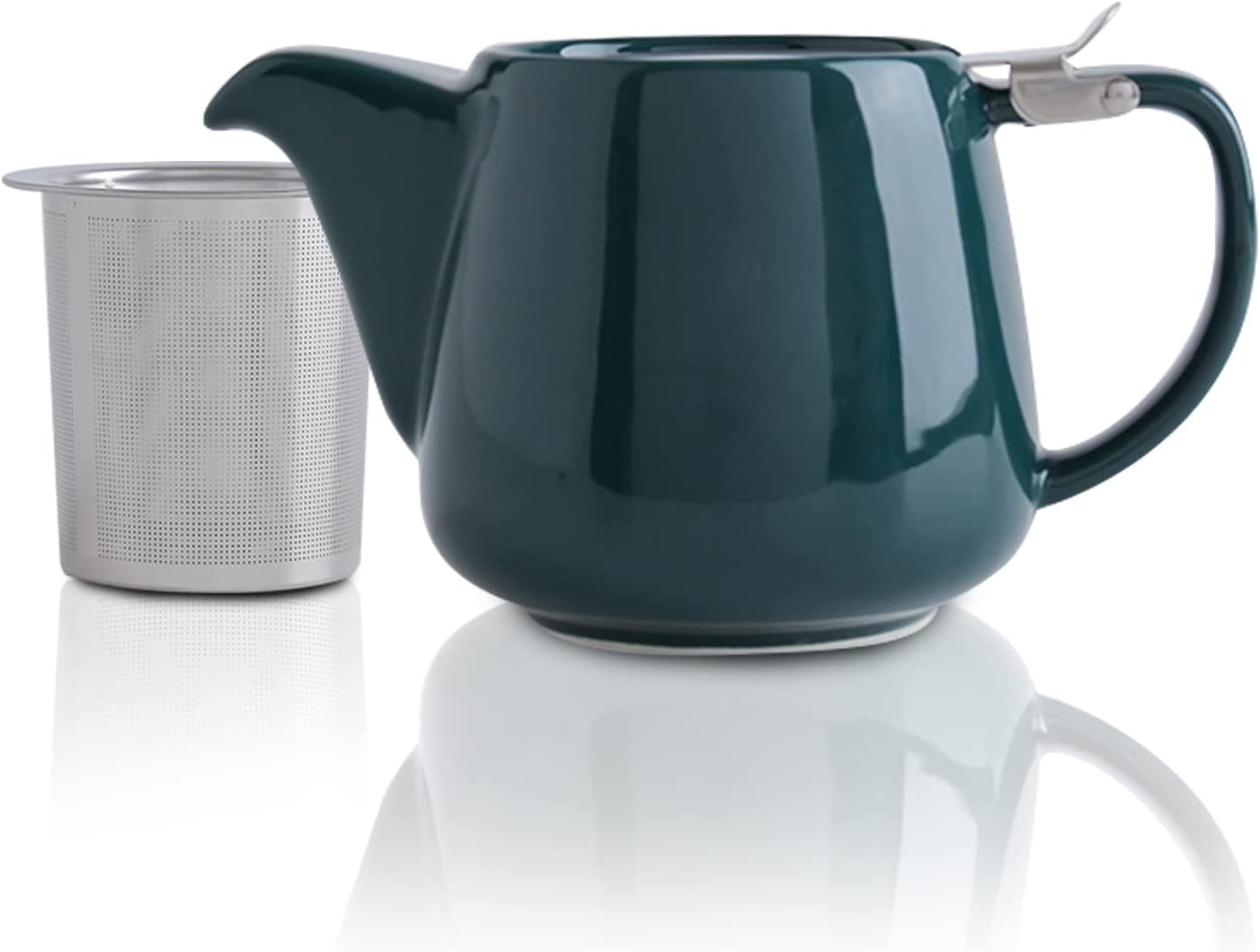 VIVILINEN Porcelain Teapot Ceramic Handmade 18/8 Stainless Steel Sieve Stainless Steel Fine Mesh Infuser with Filter