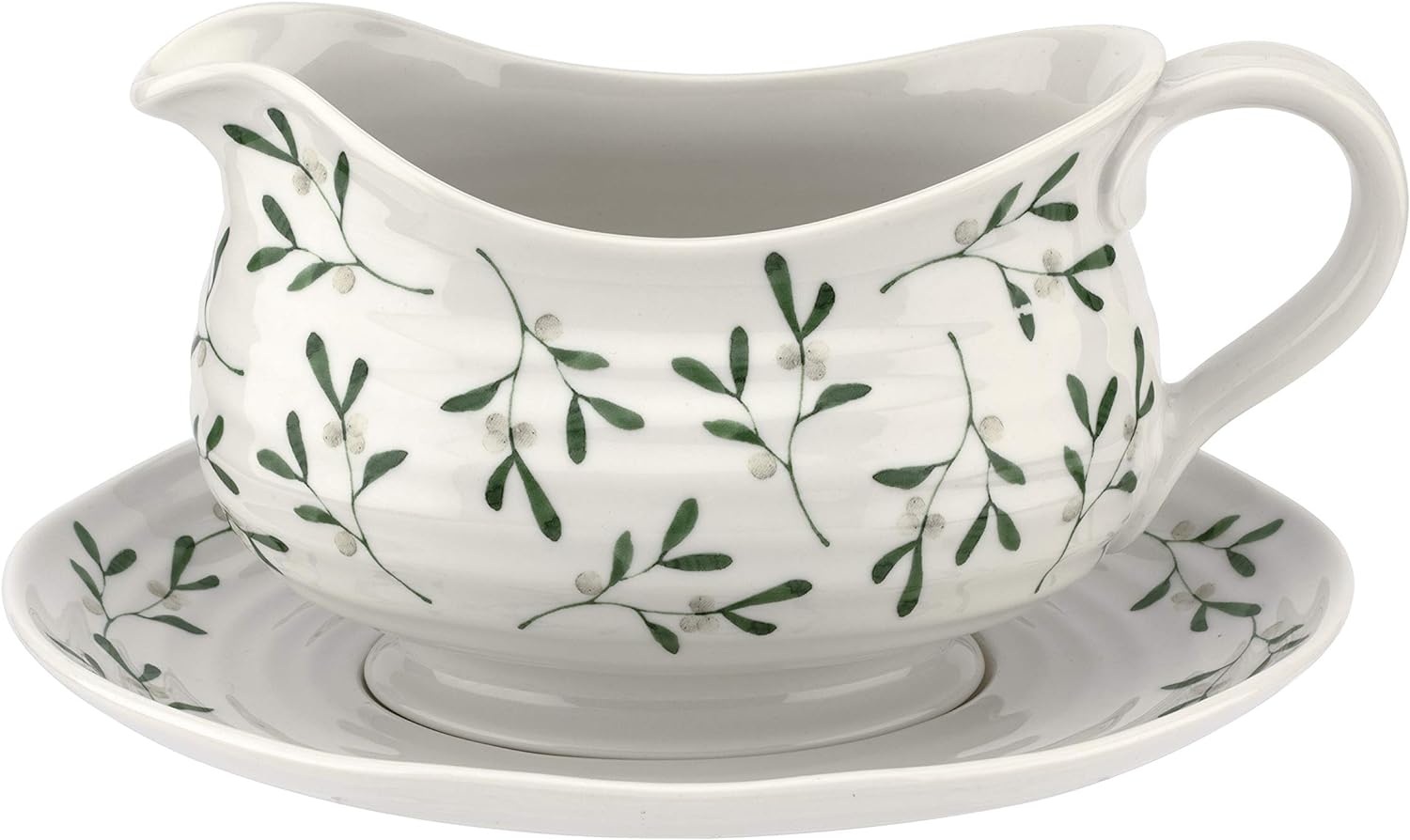 Portmeirion CPXT76512-XG Sophie Conran Garland Gravy Boat 1 Pt. and Stand (Cupid, Mistletoe), Porcelain