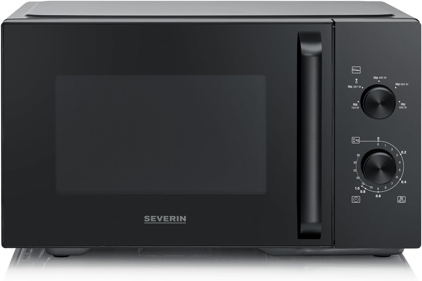 Severin MW 7796 Solo Microwave for Defrosting and Heating, XXL Interior, 28 L, Microwave Oven with Removable Glass Turntable, 5 Power Levels, 35 Minute Timer, 900 W, Silver/Metal