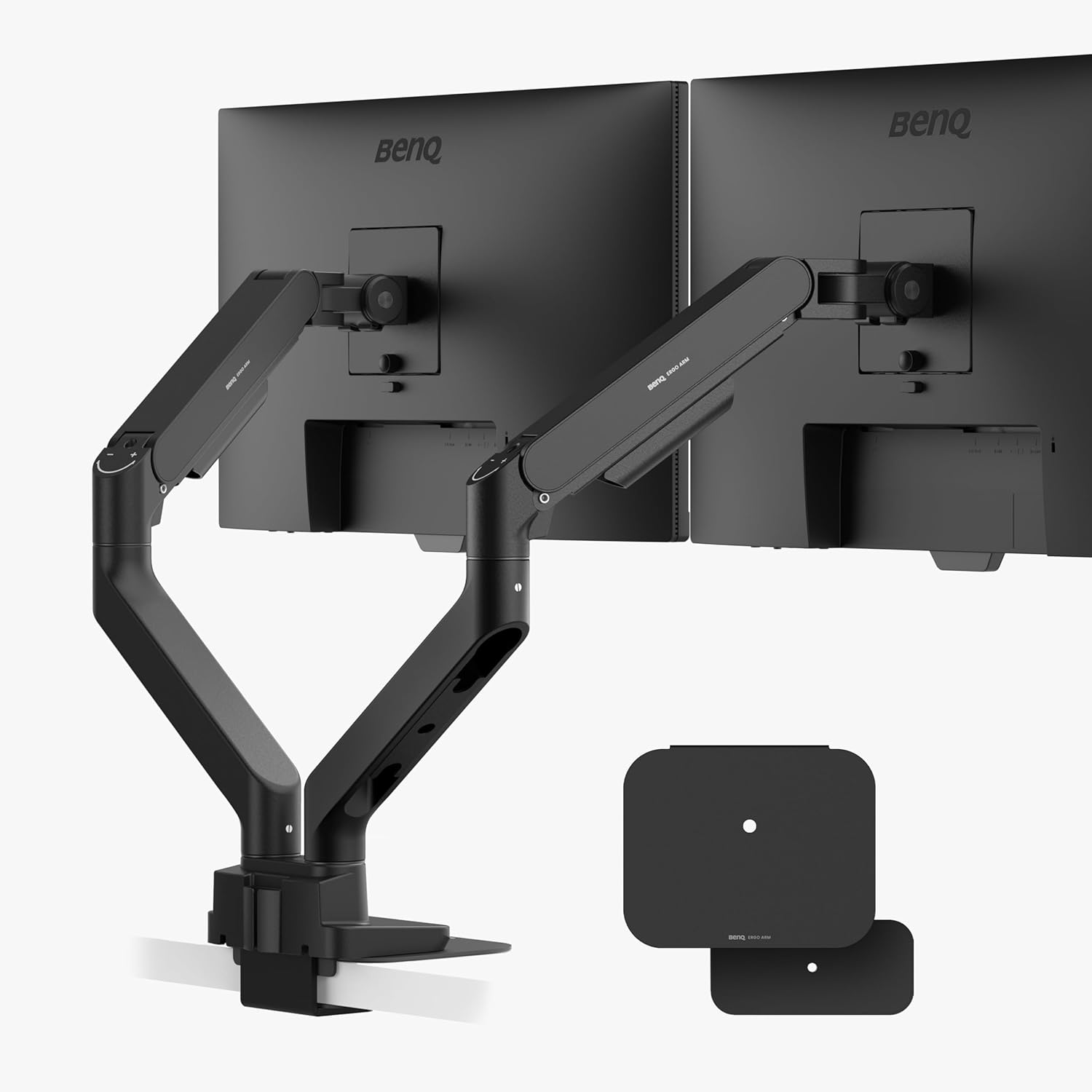 BenQ Store BenQ BDH01 Dual Monitor Arm - For up to 2 x 35 Inches / 20 kg, Gas Spring, Stable & Height Adjustable, Quick Assembly, Clamp or Screw Mounting, VESA 75 x 75 / 100 x 100