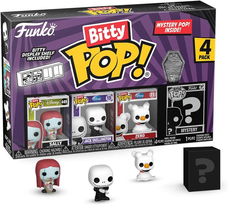 Funko Bitty Pop! The Nightmare Before Festive - Sally 4PK - Sally, Jack Skellington, Zero and a Surprise Mini Figure - 0.9 Inch (2.2 cm) Collectible - Gift Idea Fans