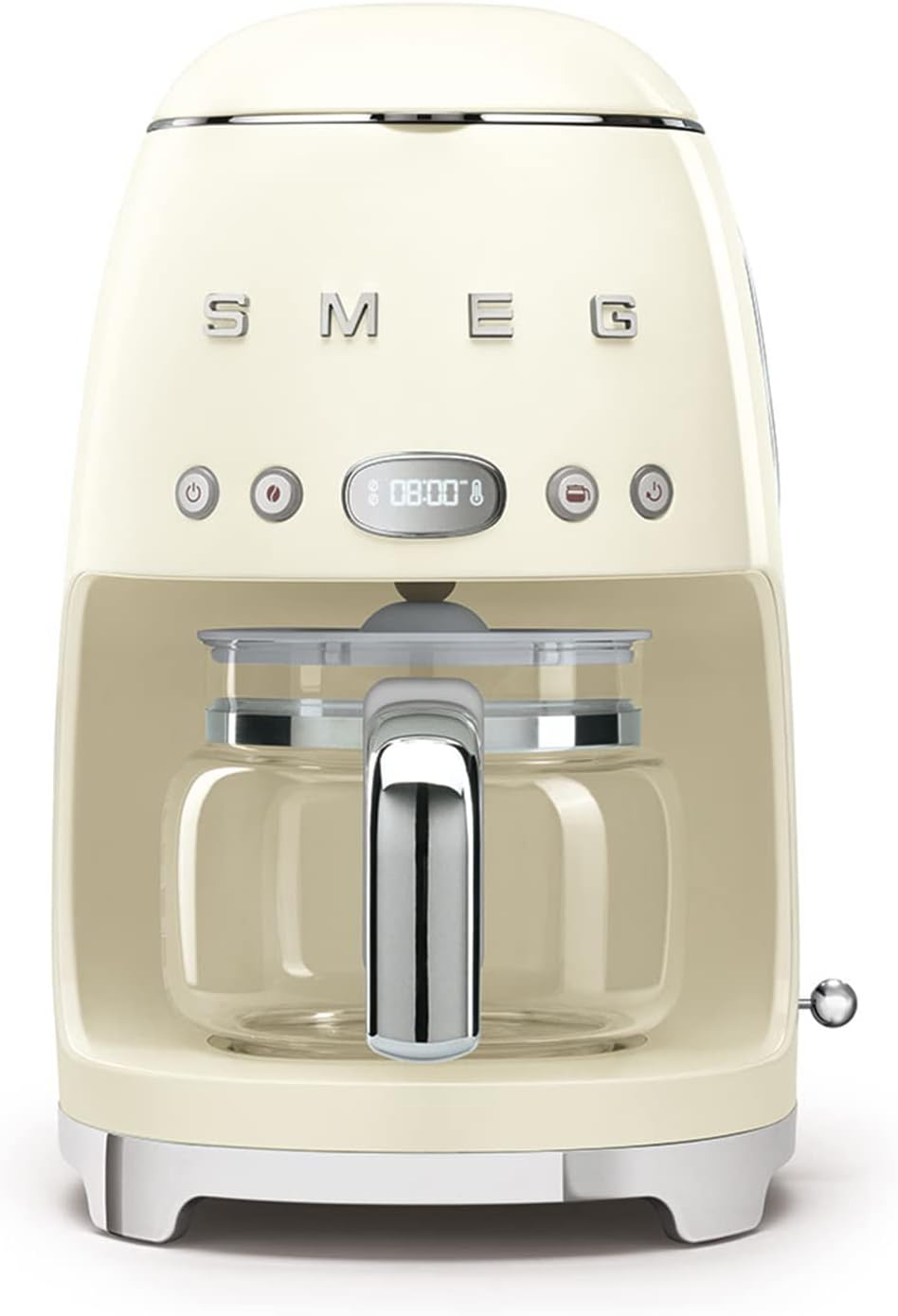 Smeg, DCF02CREU Filter Coffee Machine, Aroma and Auto Start Function, Glass Carafe up to 12 Cups, 2 Intensity Levels, Warming Function, 1050 W, Cream