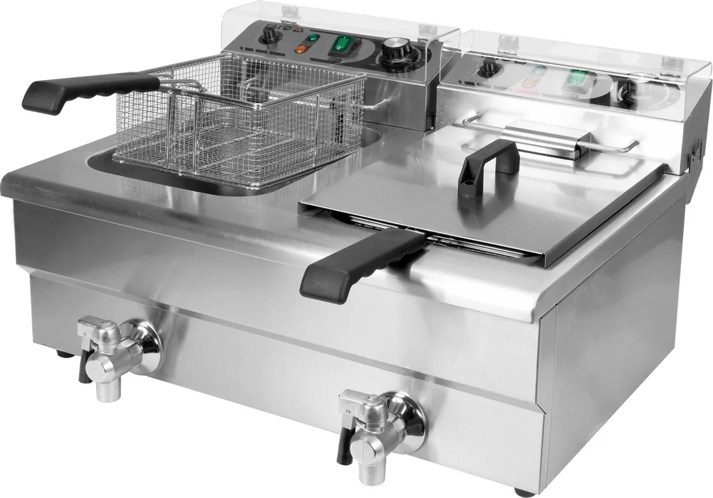 Yato Gastro dual-chamber fryer with valve, 2 x 5000W, 2 x 16L