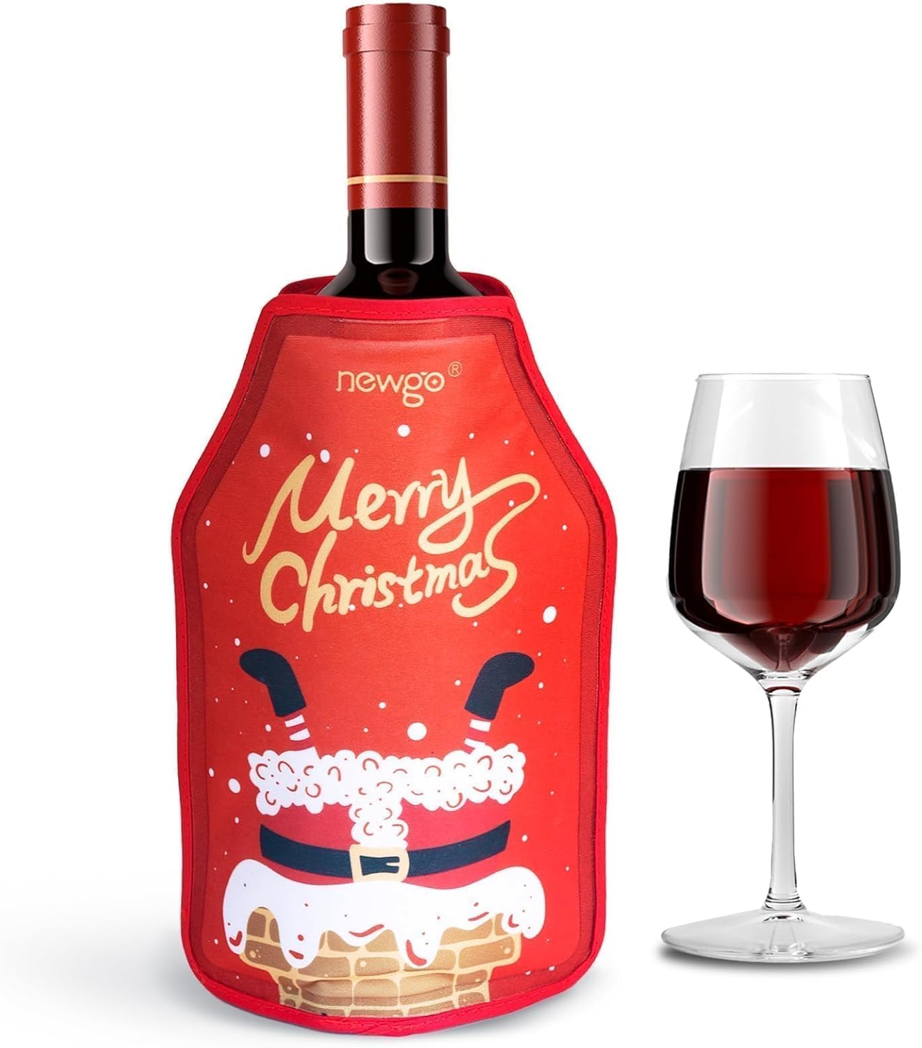 NEWGO Wine Cooling Sleeve Christmas Wine Bottle Decorative Sleeve Wine Active Wine Cooler Holiday Wine Bottle Sleeve Champagne Bottle Cooler Sleeve Waterproof Fabric