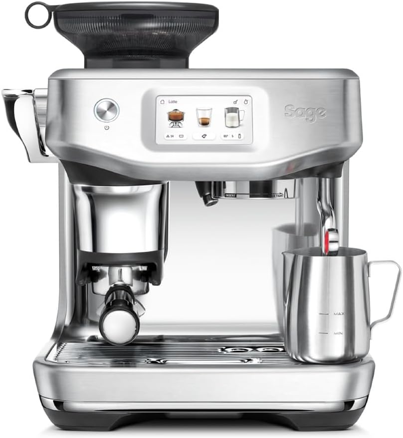 Sage - The Barista Touch Impress - Coffee machine with automatic milk frothing, integrated grinder & cold brew function - Intelligent dosage, assisted tampering - Brushed stainless steel