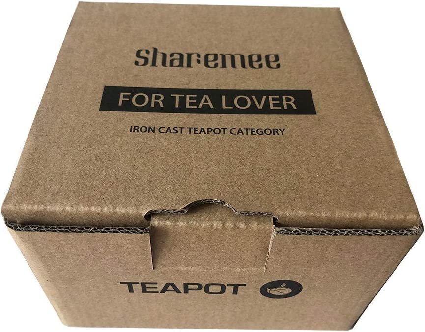 Sharemee Large Cast Iron Teapot with Infusion for Loose Tea, Tetsubin Japanese Healthy Kettle 800ml, Black