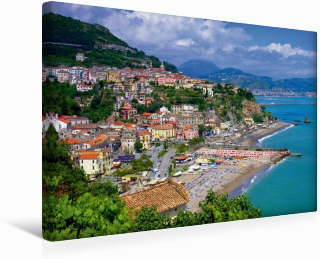 Premium Textile Canvas 45 x 30 cm Vietri Sul Mare | Image on Stretcher Frame Art Print on Canvas, Canvas Print