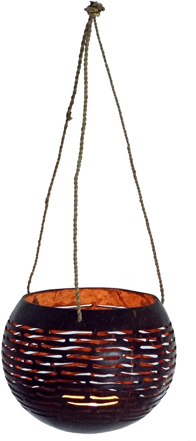 Guru-Shop Guru Shop Coco Tea Light Hanging Decorations, Wood, 9X8. 5X8. 5 Cm Decorati