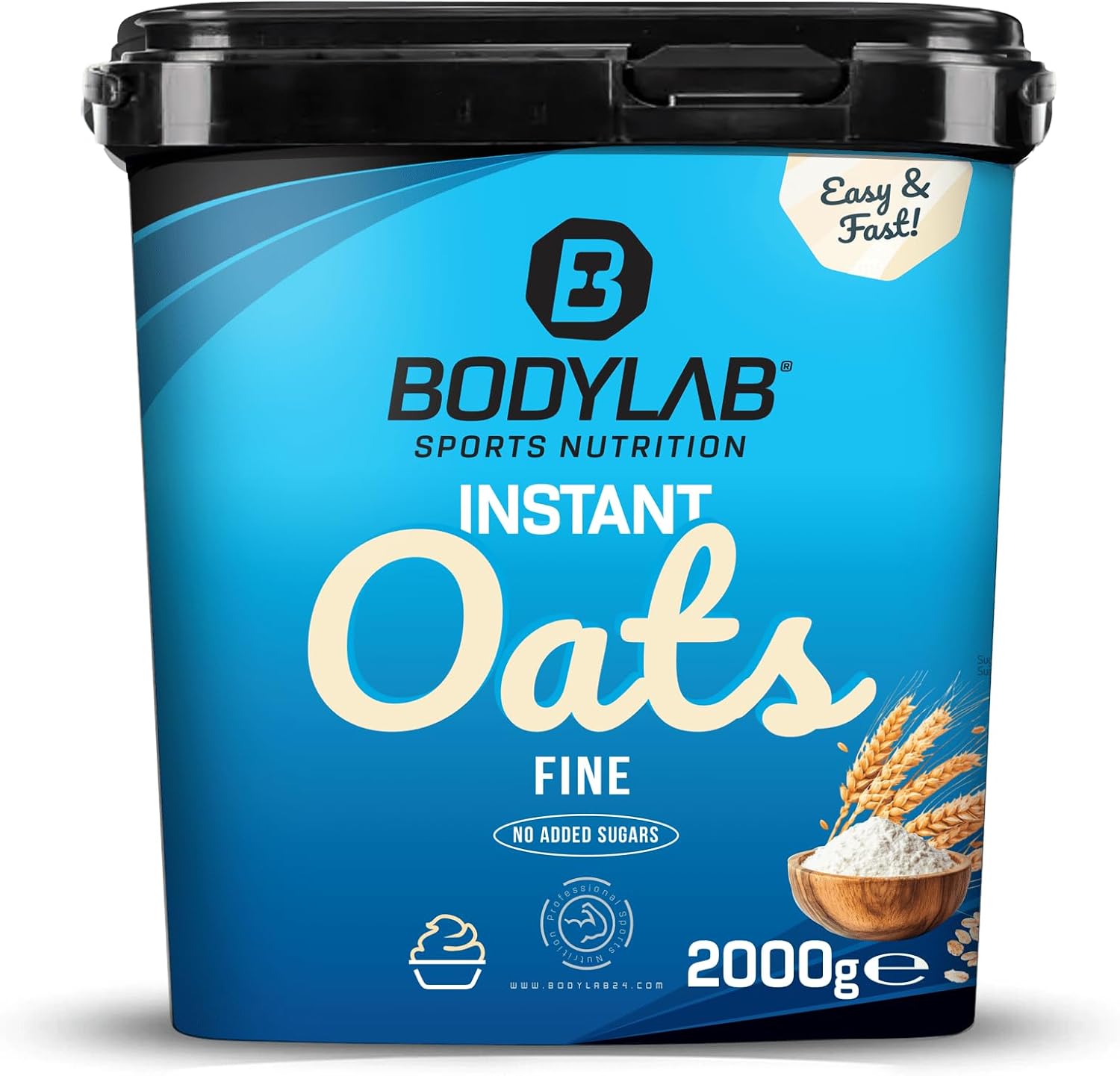 Bodylab24 Instant Oats 2 kg, finely ground, made from 100% natural oatmeal, excellent carbohydrate supplier, supports a long satiety, no added sugar